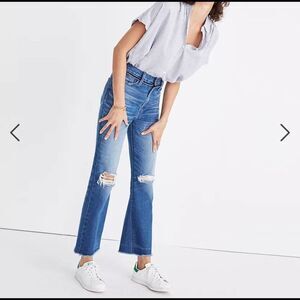 Women’s Madewell Retro Crop Bootcut Jeans Knee Rip Edition Fair Edition Size 26